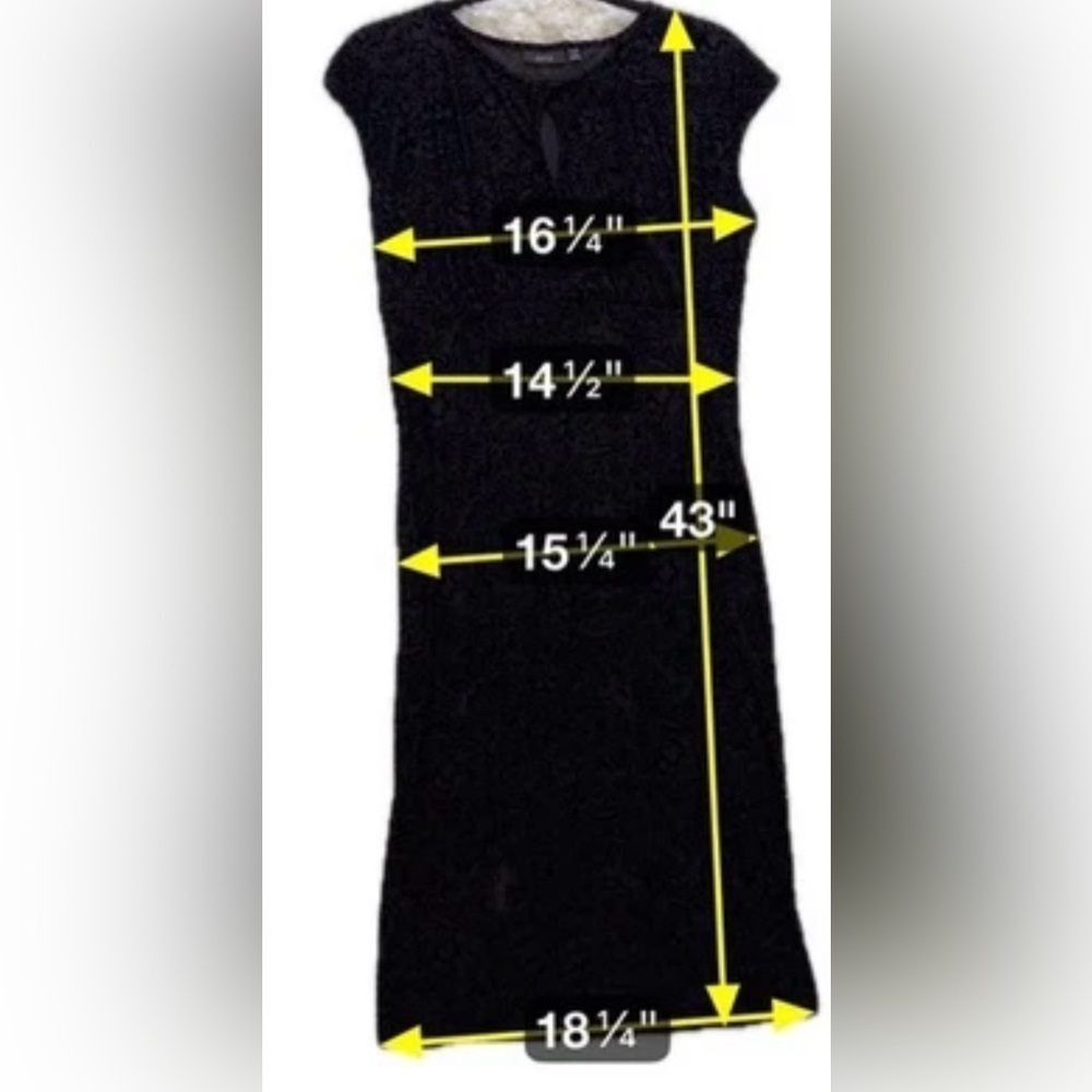 Black Velvet Burnout Midi Dress Damask Sheath Goth Academia Vamp Sexy Apt 9 PXL - Picture 6 of 10